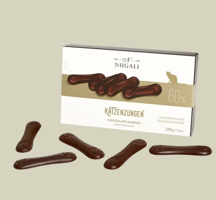 Chocolate Língua de Gato Amargo 60% Cacau Nugali 100g - Puro Cacau Sem Glúten