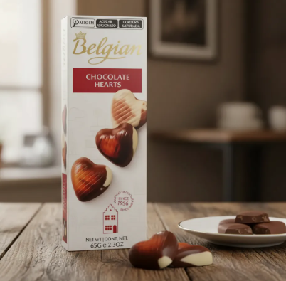 Bombons Belgas em Formato de Coração The Belgian Hearts Praliné 200g - Presente Romântico