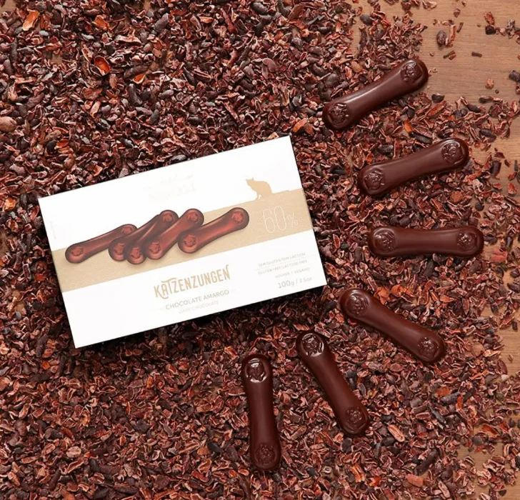 Chocolate Língua de Gato Amargo 60% Cacau Nugali 100g - Puro Cacau Sem Glúten