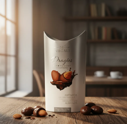 Dragées de Amêndoa com Chocolate ao Leite Zero Açúcar Nugali 100g - Sem Glúten