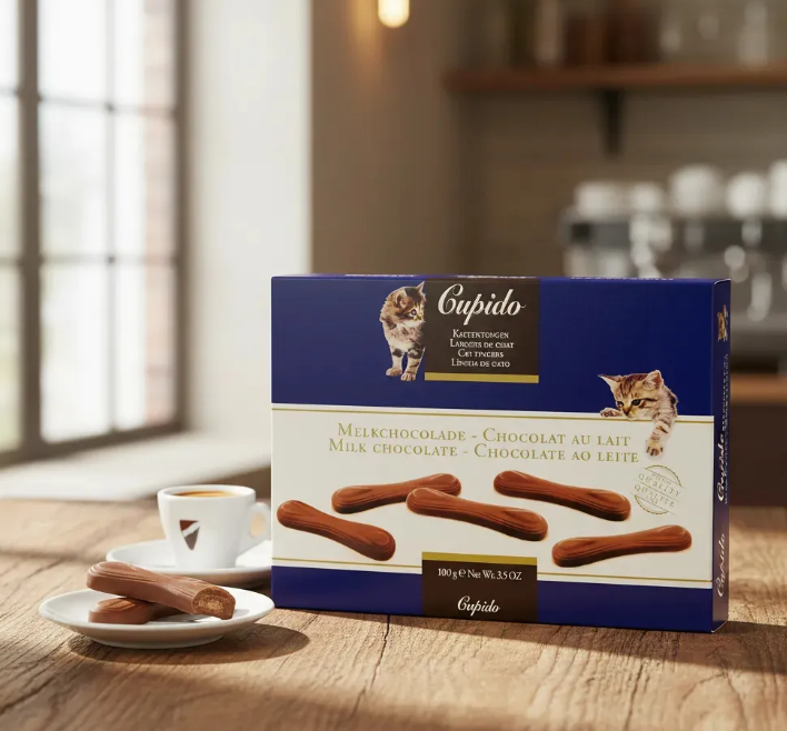 Chocolate Belga Língua de Gato ao Leite Cupido 100g - Importado da Bélgica