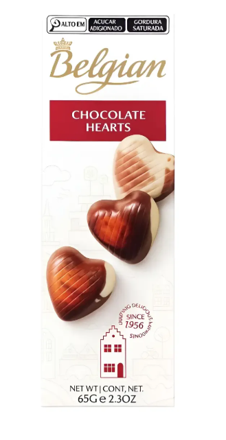 Bombons Belgas em Formato de Coração The Belgian Hearts Praliné 200g - Presente Romântico
